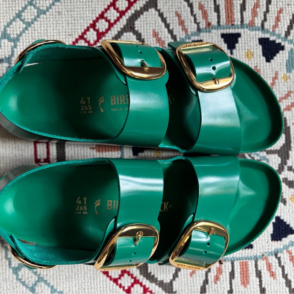 Birkenstock Milano Big Buckle High Shine Digital Green Sandals